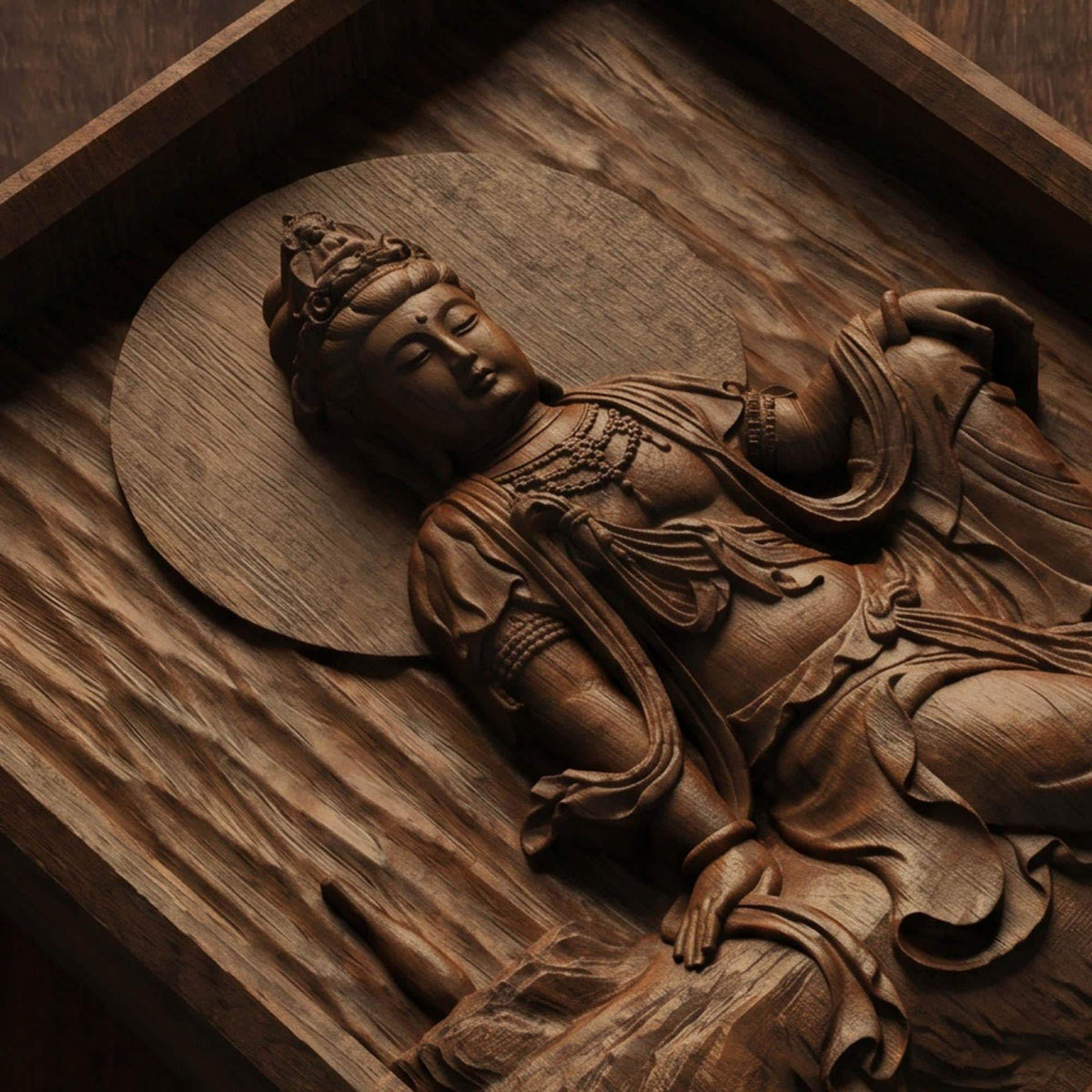 Asian Entity No 16 Wooden Bas Relief | Wood Panel Art | Sculptural Gift Idea