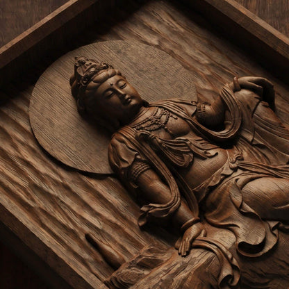 Asian Entity No 16 Wooden Bas Relief | Wood Panel Art | Sculptural Gift Idea