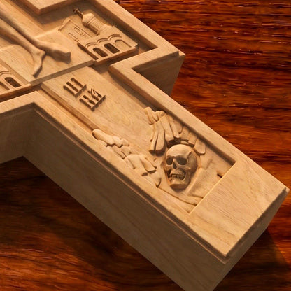 Hand Carved Cross No 1 | Wood Byzantine Greek Christian Wall Art