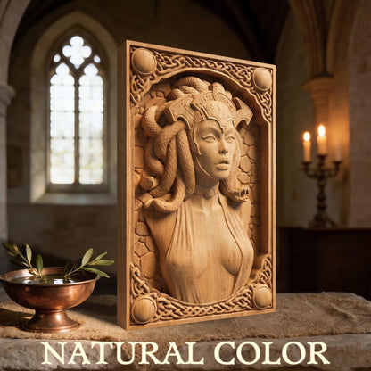 Wooden Medusa Carving | Framed Bas Relief | Sculptural Gift Idea