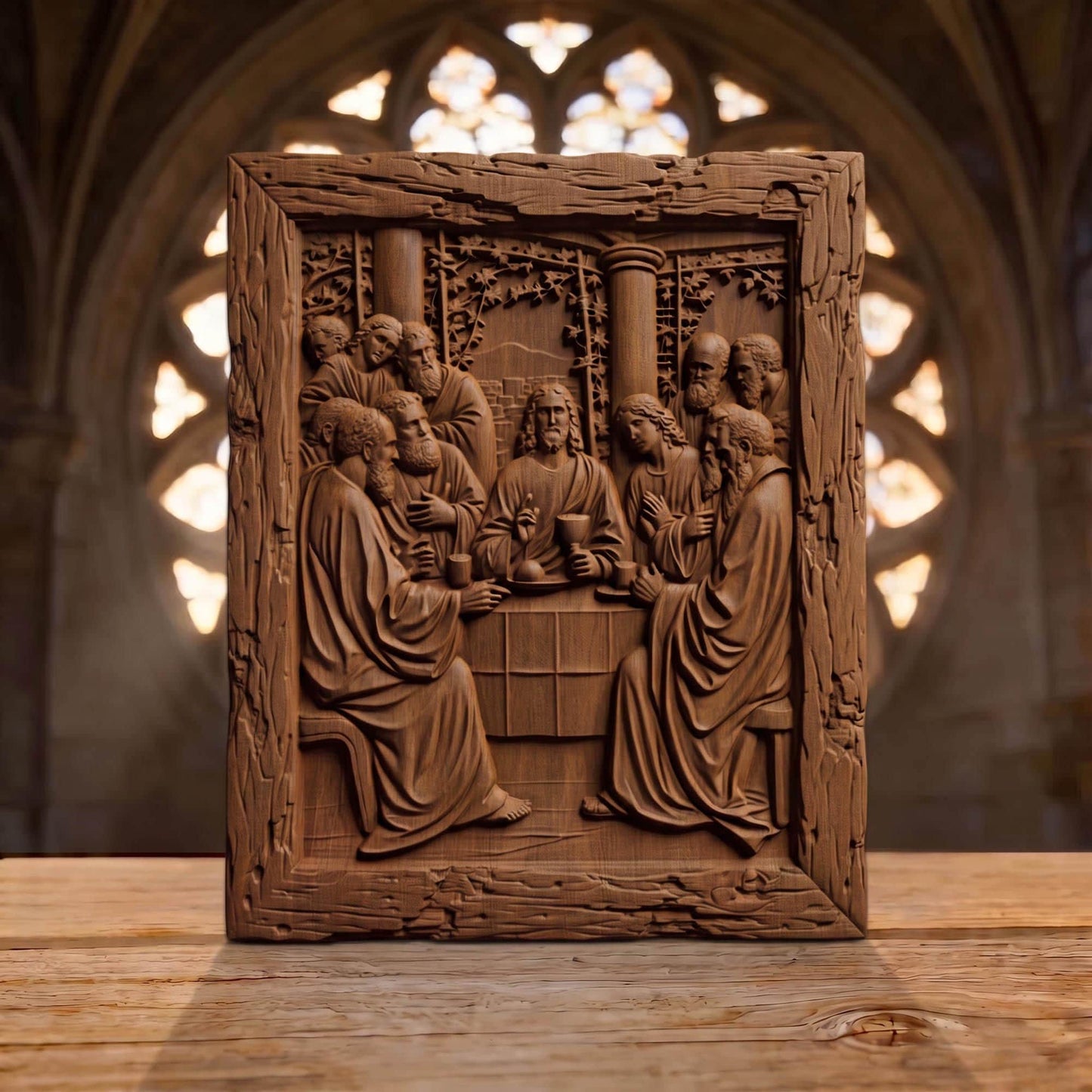 The Last Supper 3 Rustic Frame Wooden Carved Handmade Christian Icon  Byzantine Greek Orthodox Home Decor Cretan Holy Carvings