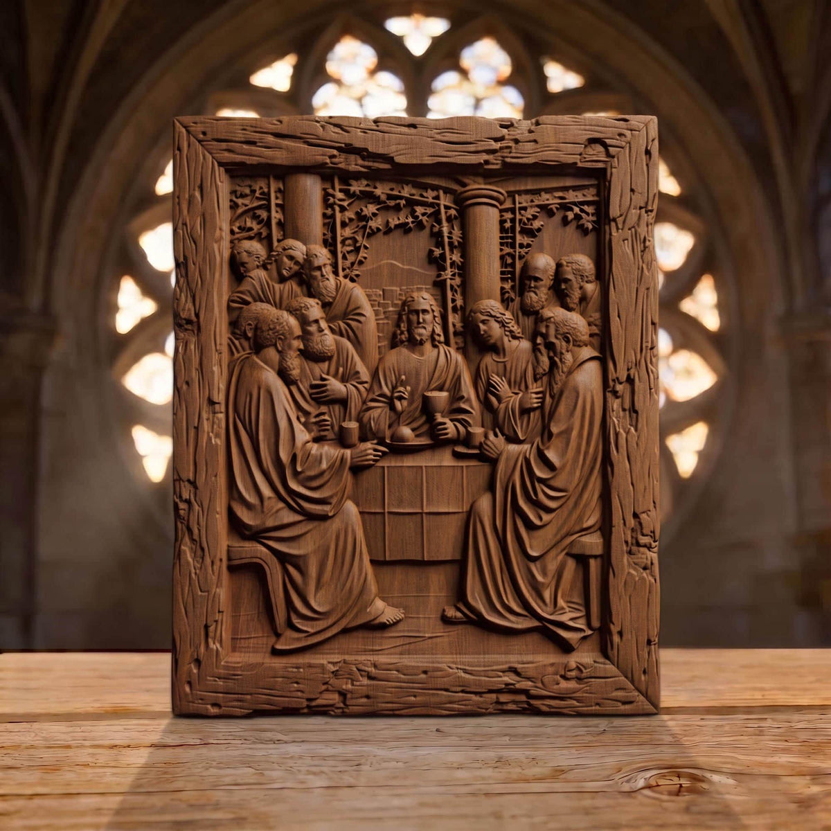 The Last Supper 3 Rustic Frame Wooden Carved Handmade Christian Icon  Byzantine Greek Orthodox Home Decor Cretan Holy Carvings