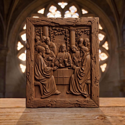 The Last Supper 3 Rustic Frame Wooden Carved Handmade Christian Icon  Byzantine Greek Orthodox Home Decor Cretan Holy Carvings