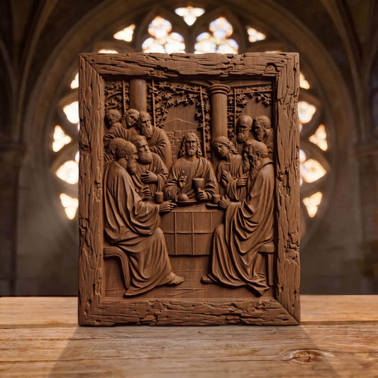 The Last Supper 3 Rustic Frame Wooden Carved Handmade Christian Icon  Byzantine Greek Orthodox Home Decor Cretan Holy Carvings
