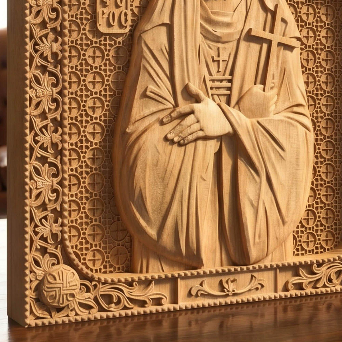 Saint Nikephoros the Leper Patron of Infectious Diseases Wooden Carved Handmade Christian Icon | Byzantine Greek Orthodox Home Art Decor