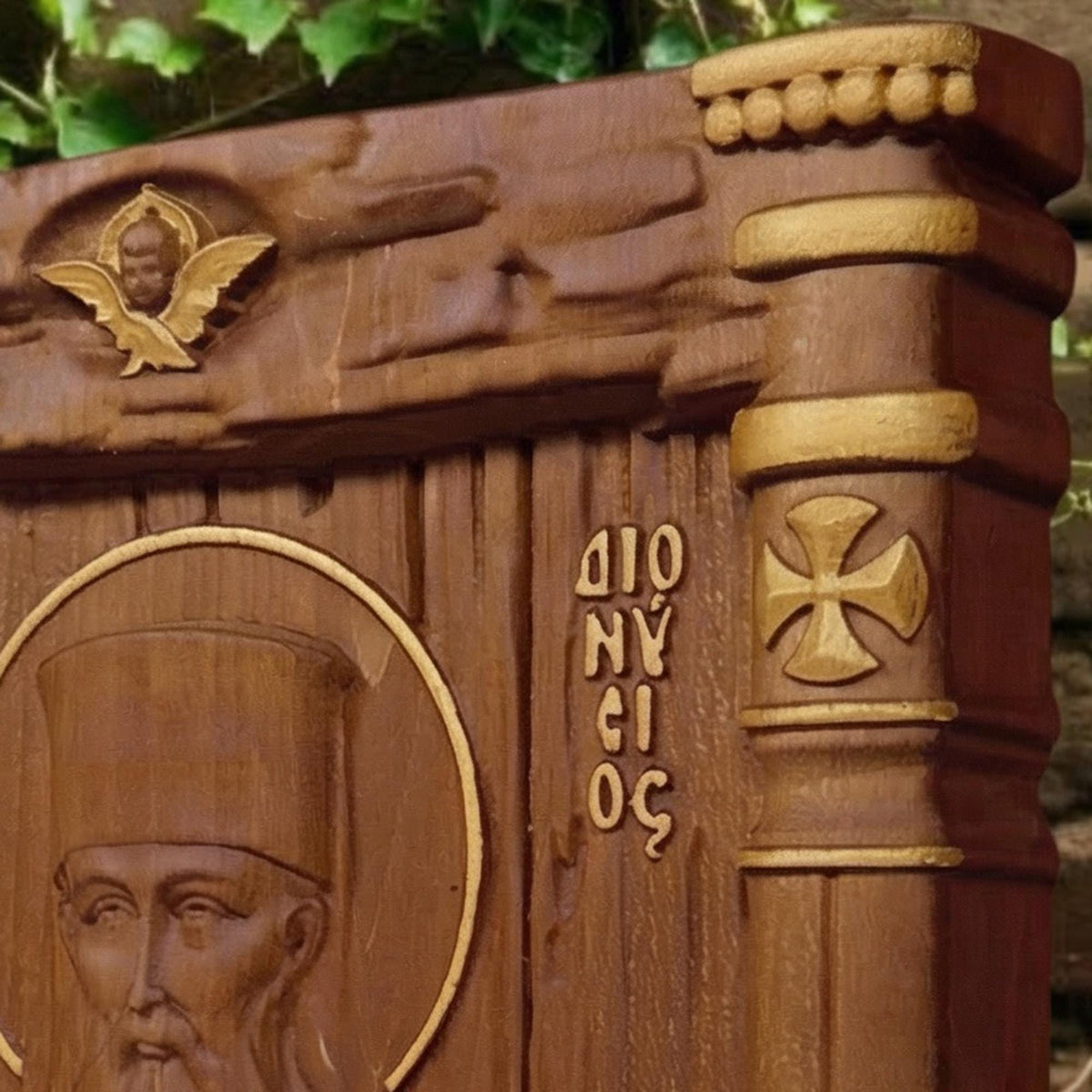 Saint Dionysios of Zakynthos Wooden Carved Handmade Christian Icon. Byzantine Greek Orthodox Home Decor.