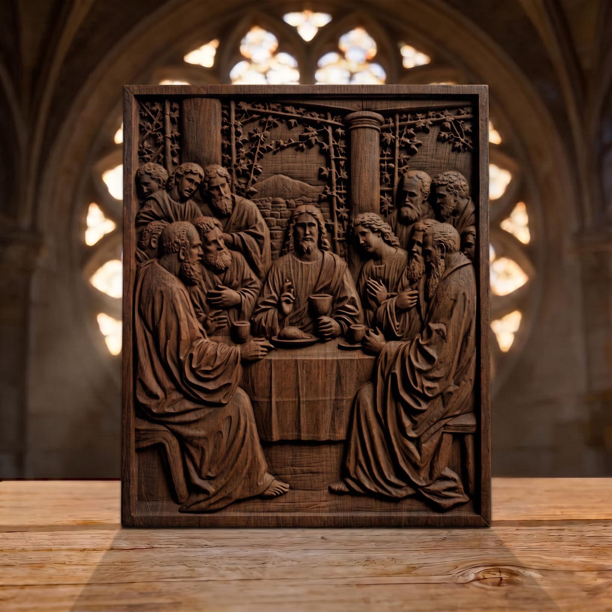 The Last Supper 3 Simple Frame Wooden Carved Handmade Christian Icon  Byzantine Greek Orthodox Home Decor Cretan Holy Carvings