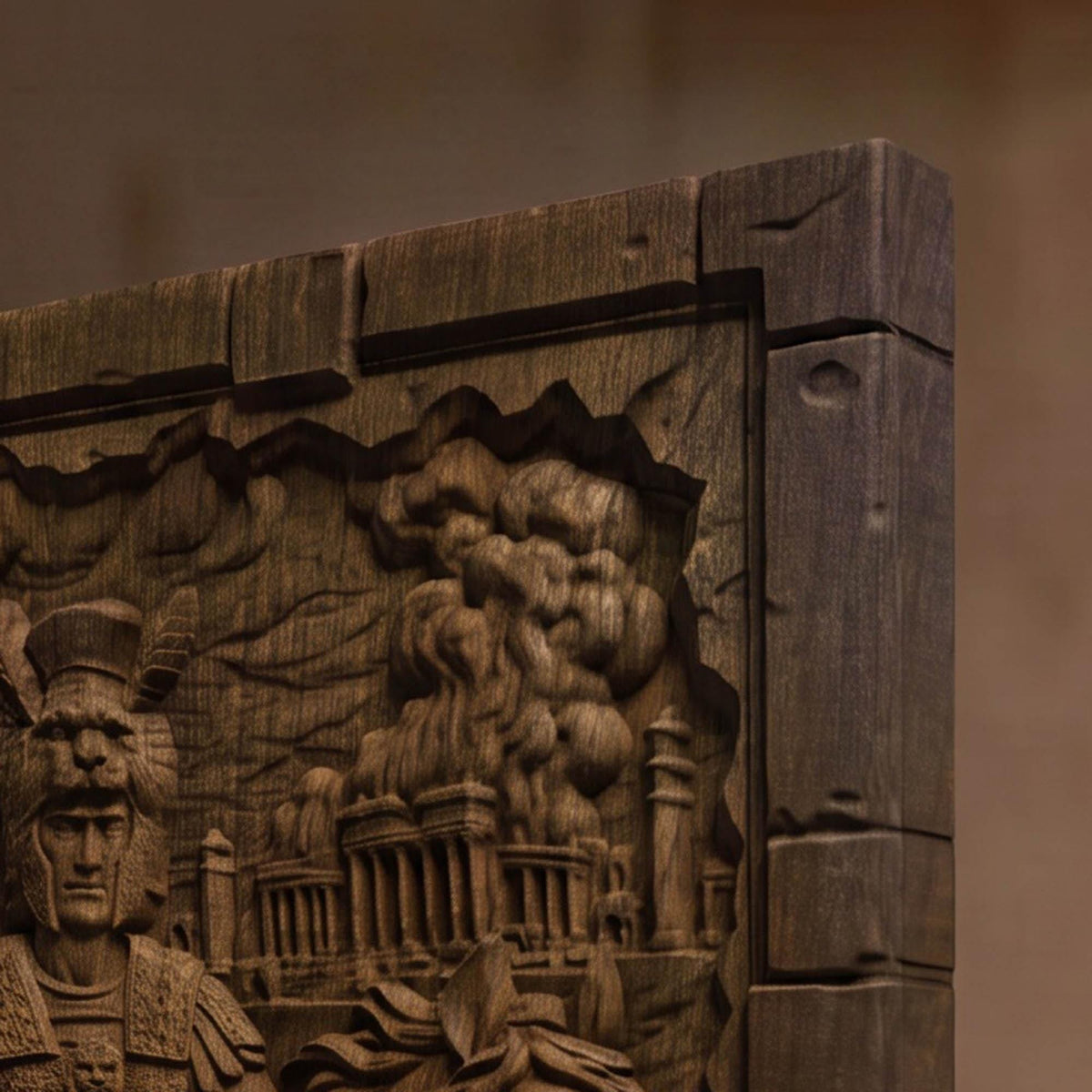 Alexander the Great 3D Wooden Bas Relief Panel Art Sculptural Gift Idea Cretan Holy Carvings