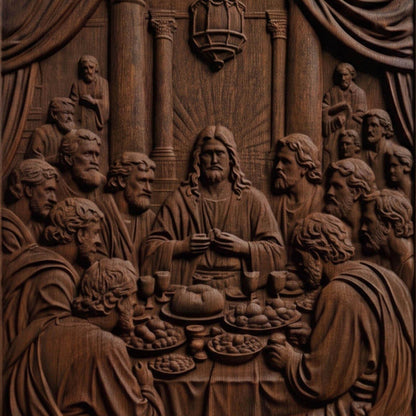 The Last Supper 2 Plain Frame Wooden Carved Handmade Christian Icon  Byzantine Greek Orthodox Home Decor Cretan Holy Carvings