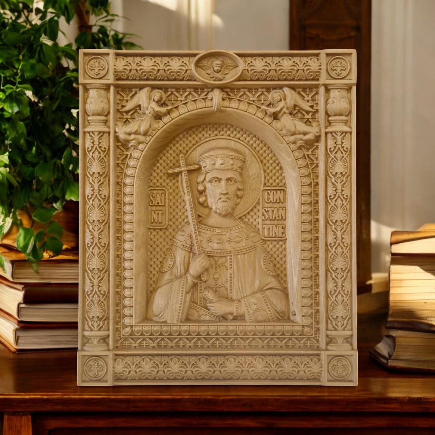 Άγιος Κωνσταντίνος Ξυλόγλυπτη Εικόνα.