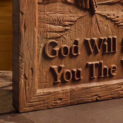 God Will Show You The Way Wooden Carved Handmade Christian Icon  Byzantine Greek Orthodox Home Art Decor Cretan Holy Carvings