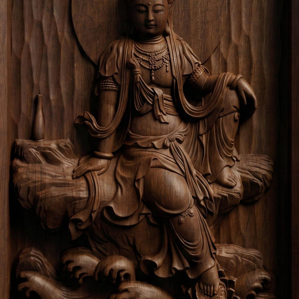 Asian Entity No 16 Wooden Bas Relief | Wood Panel Art | Sculptural Gift Idea
