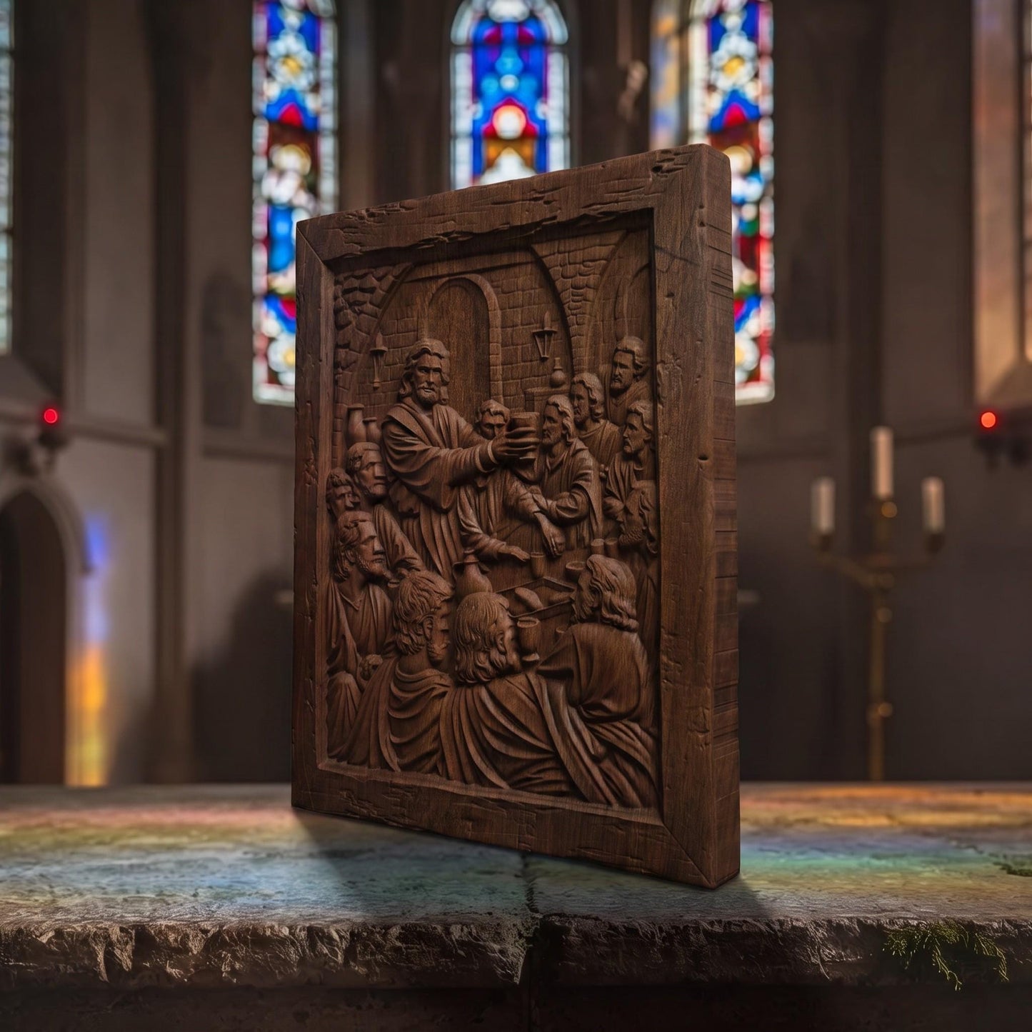 Jesus Christ Blesses the Wine Wooden Carved Handmade Christian Icon  Byzantine Greek Orthodox Home Decor Cretan Holy Carvings