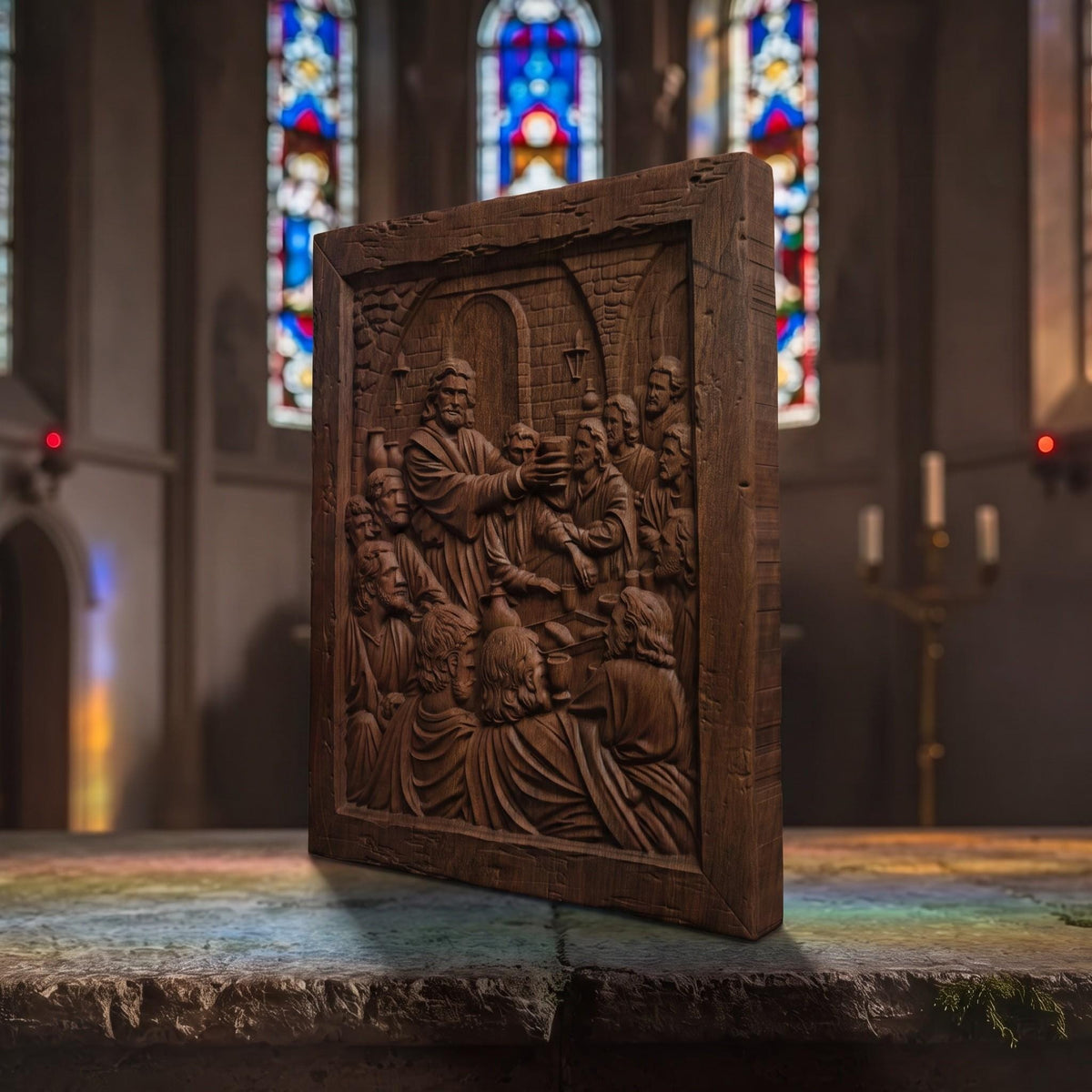 Jesus Christ Blesses the Wine Wooden Carved Handmade Christian Icon  Byzantine Greek Orthodox Home Decor Cretan Holy Carvings