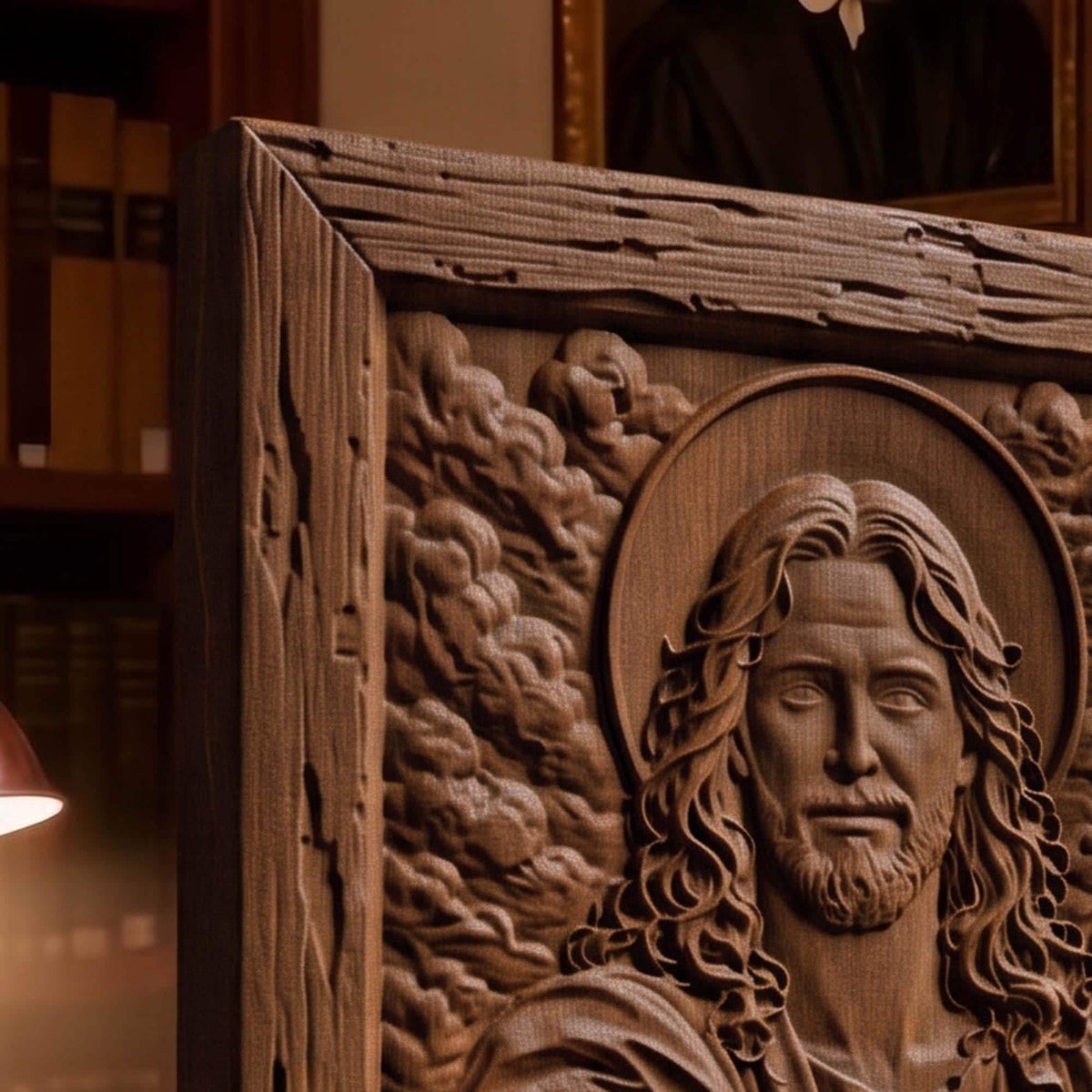 Jesus Christ - Trust Me Wooden Carved Handmade Christian Icon  Byzantine Greek Orthodox Home Decor Cretan Holy Carvings