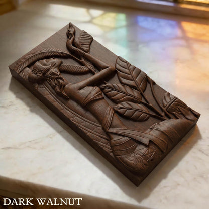 African Woman Wooden Bas Relief | Wood Panel Art | Sculptural Gift Idea