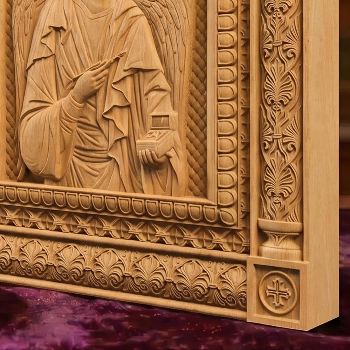 Archangel Raphael Wooden Carved Handmade Christian Icon | Byzantine Greek Orthodox Home Art Decor