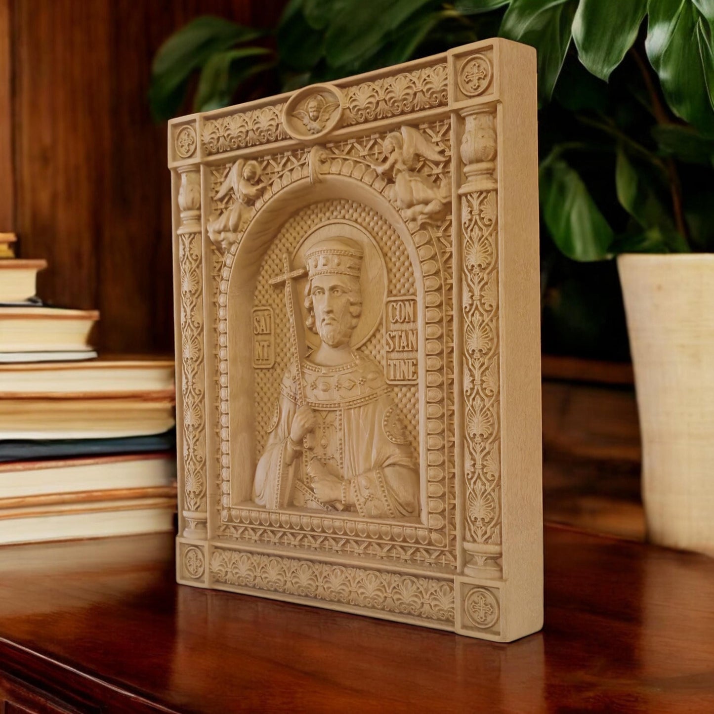 Άγιος Κωνσταντίνος Ξυλόγλυπτη Εικόνα.