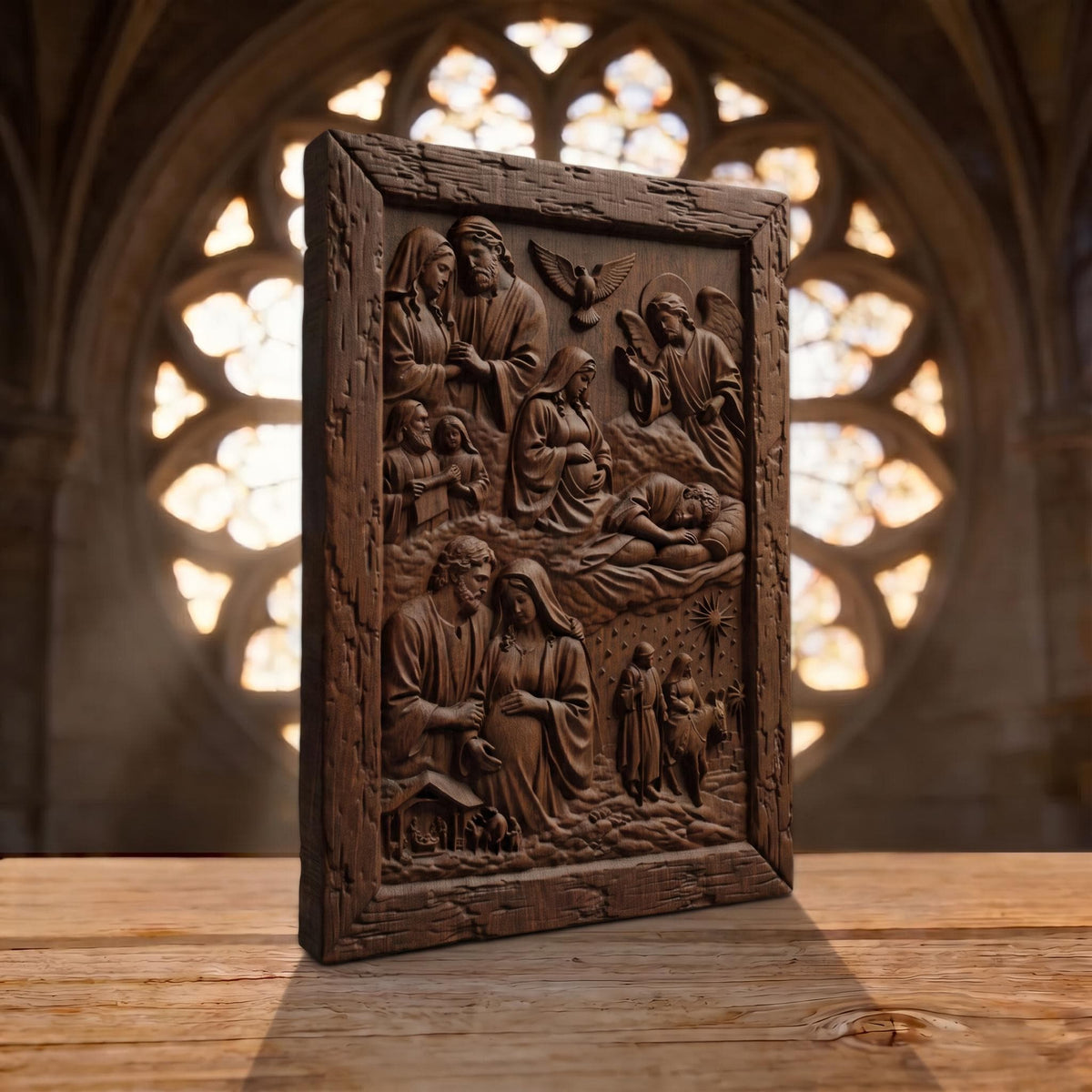 The Road to the Birth of Jesus Wooden Carved Handmade Christian Icon  Byzantine Greek Orthodox Home Decor Cretan Holy Carvings