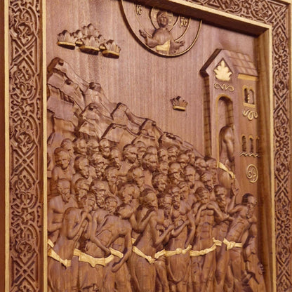 Forty Martyrs of Sebaste Wooden Carved Handmade Christian Icon. Byzantine Greek Orthodox Home Decor.