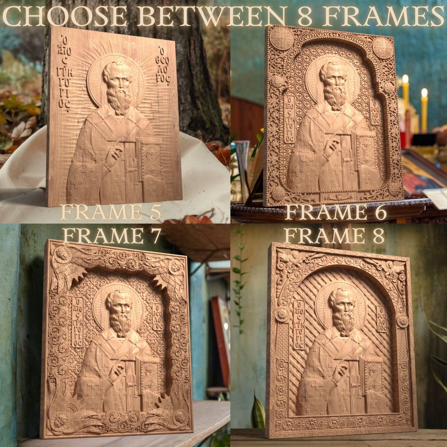 Άγιος Γρηγόριος ο Θεολόγος Ξυλόγλυπτη Εικόνα.