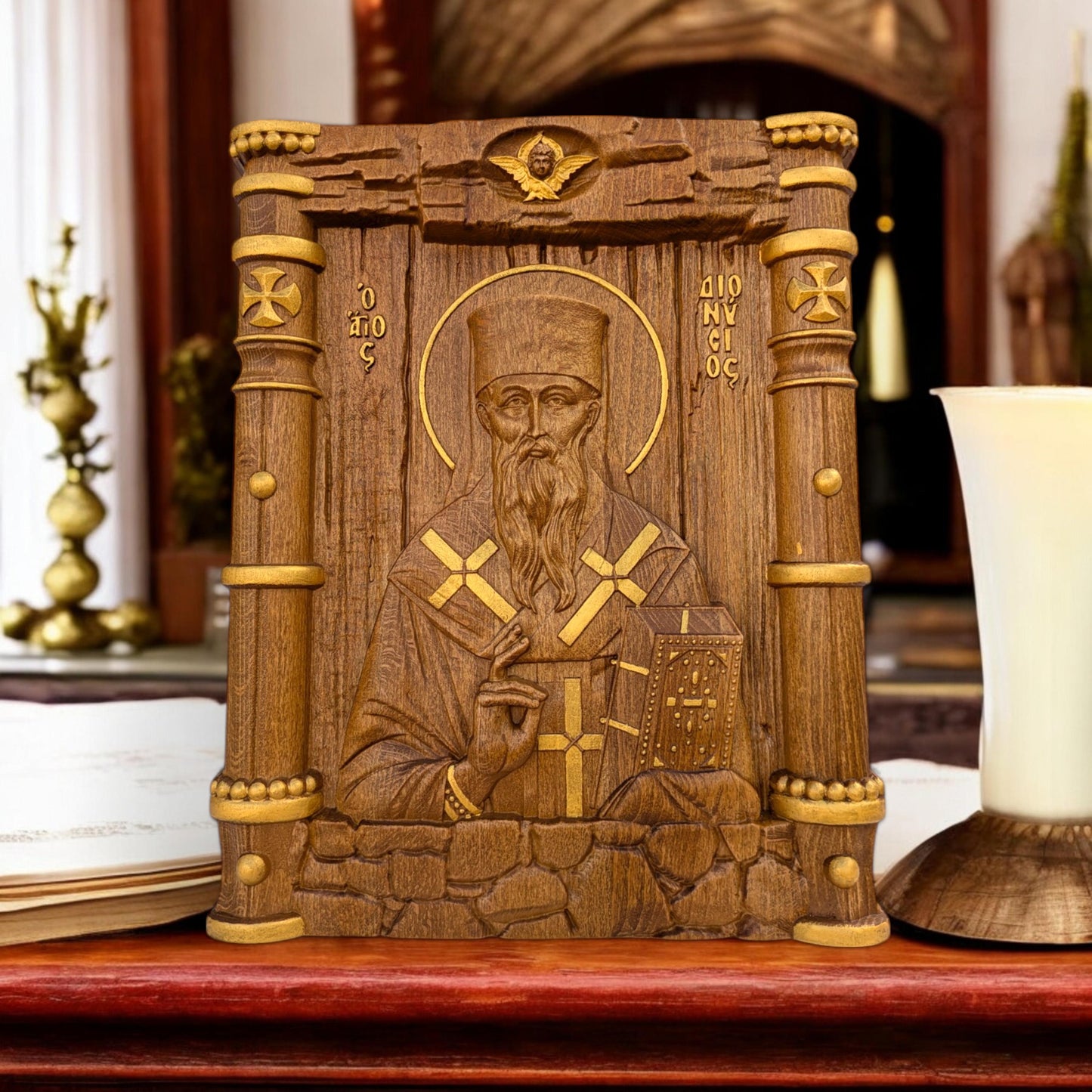 Άγιος Διονύσιος Ζακύνθου Ξυλόγλυπτη Εικόνα.