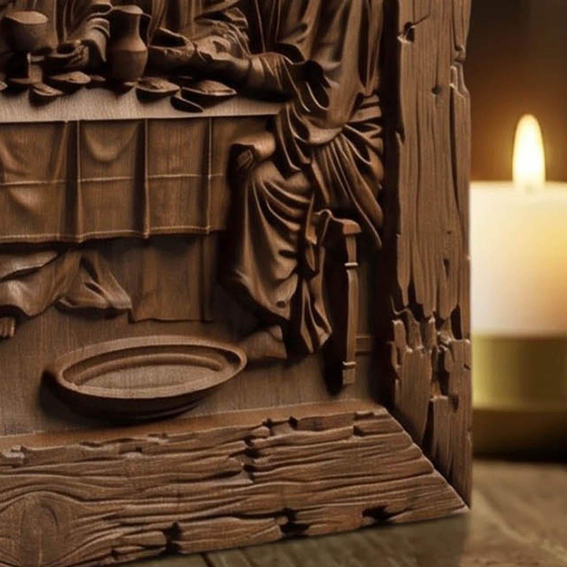 The Last Supper 6 Wooden Carved Handmade Christian Icon  Byzantine Greek Orthodox Home Decor Cretan Holy Carvings
