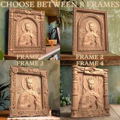 Αγία Αικατερίνη Ξυλόγλυπτη Εικόνα.