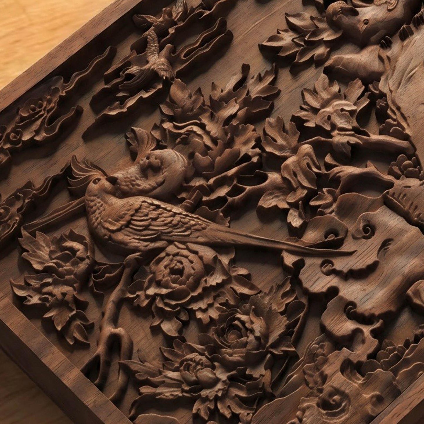 Birds of Paradise Wooden Bas Relief | Wood Panel Art | Sculptural Gift Idea