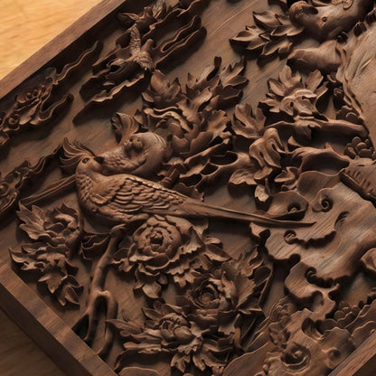Birds of Paradise Wooden Bas Relief | Wood Panel Art | Sculptural Gift Idea