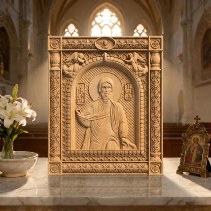 Prophet Isaiah Wooden Carved Handmade Christian Icon | Byzantine Greek Orthodox Home Art Decor