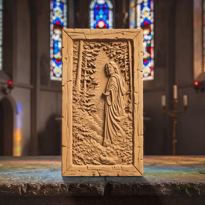 Jesus Christ Calling Wooden Carved Handmade Christian Icon  Byzantine Greek Orthodox Home Decor Cretan Holy Carvings