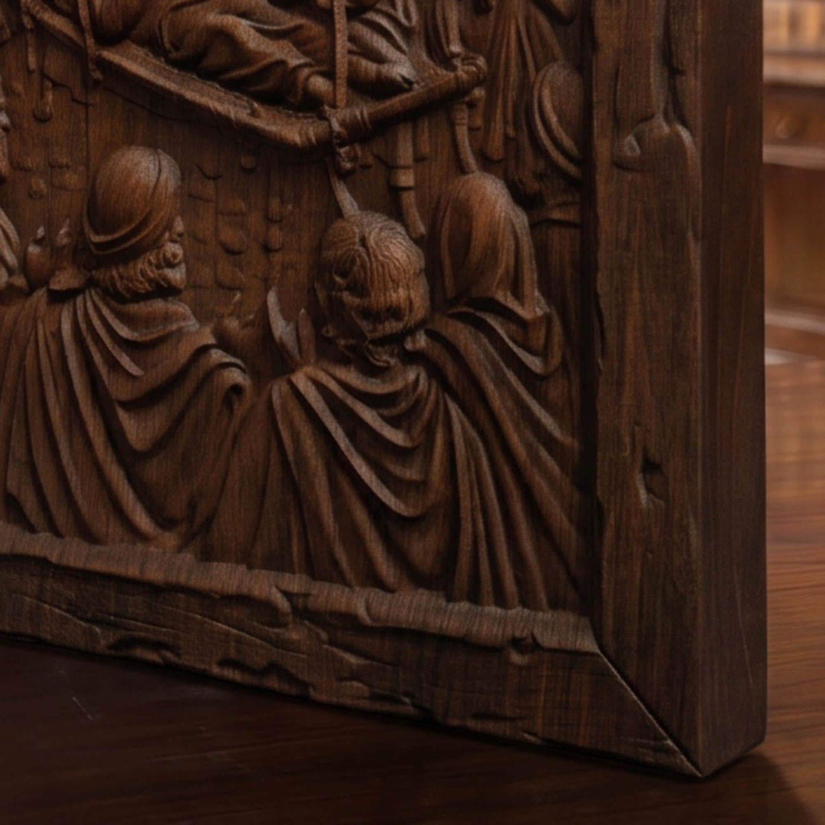 Jesus Christ Healing the Paralyzed Man Brought From the Roof Wooden Carved Handmade Christian Icon  Byzantine Greek Orthodox Home Decor Cretan Holy Carvings