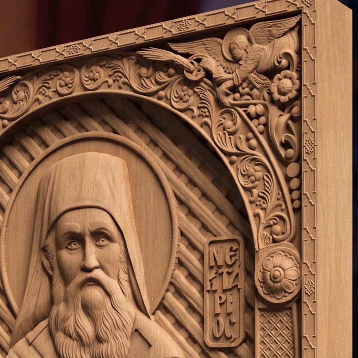 Saint Nectarios of Aegina Wooden Carved Handmade Christian Icon | Byzantine Greek Orthodox Home Art Decor
