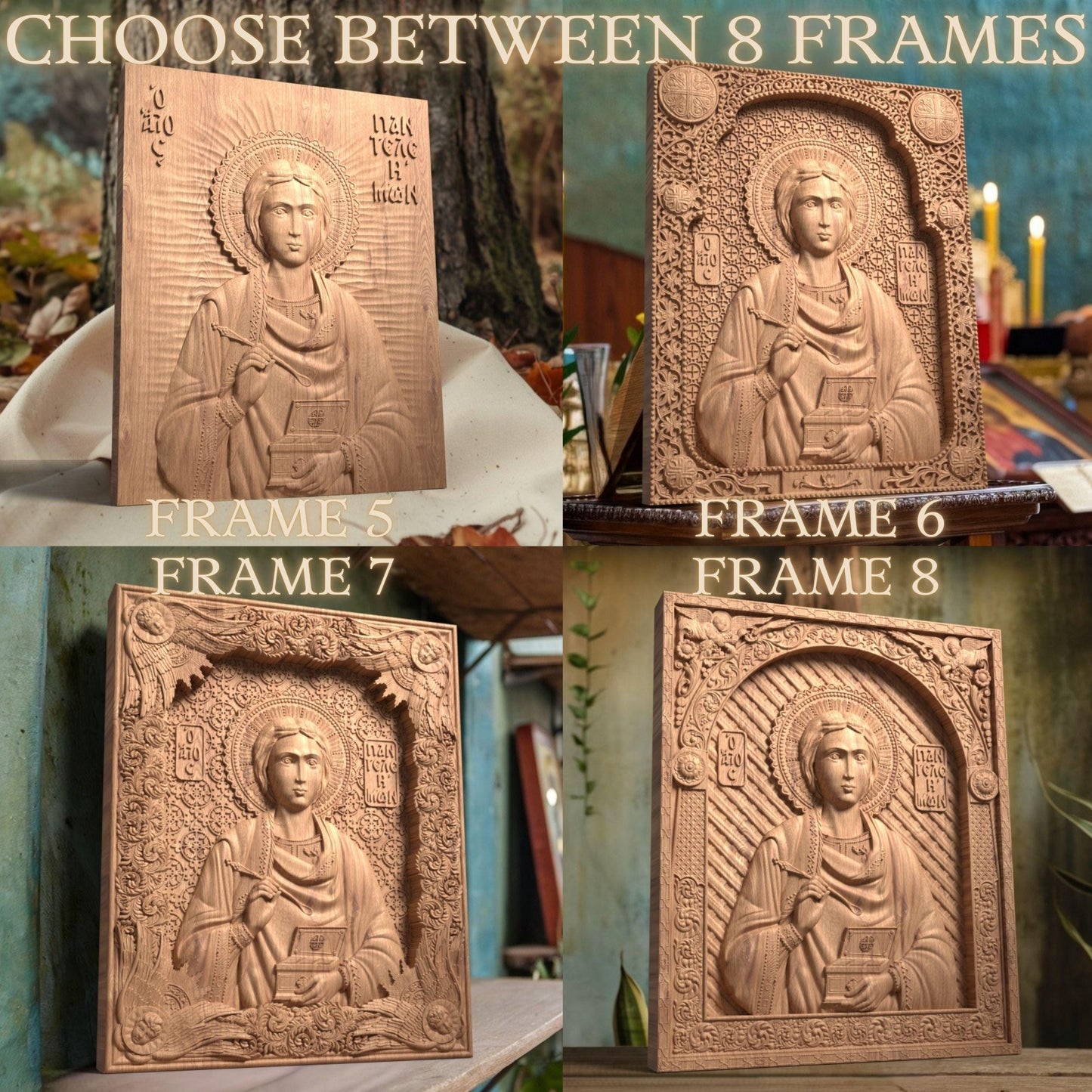 Άγιος Παντελεήμονας Ξυλόγλυπτη Εικόνα.