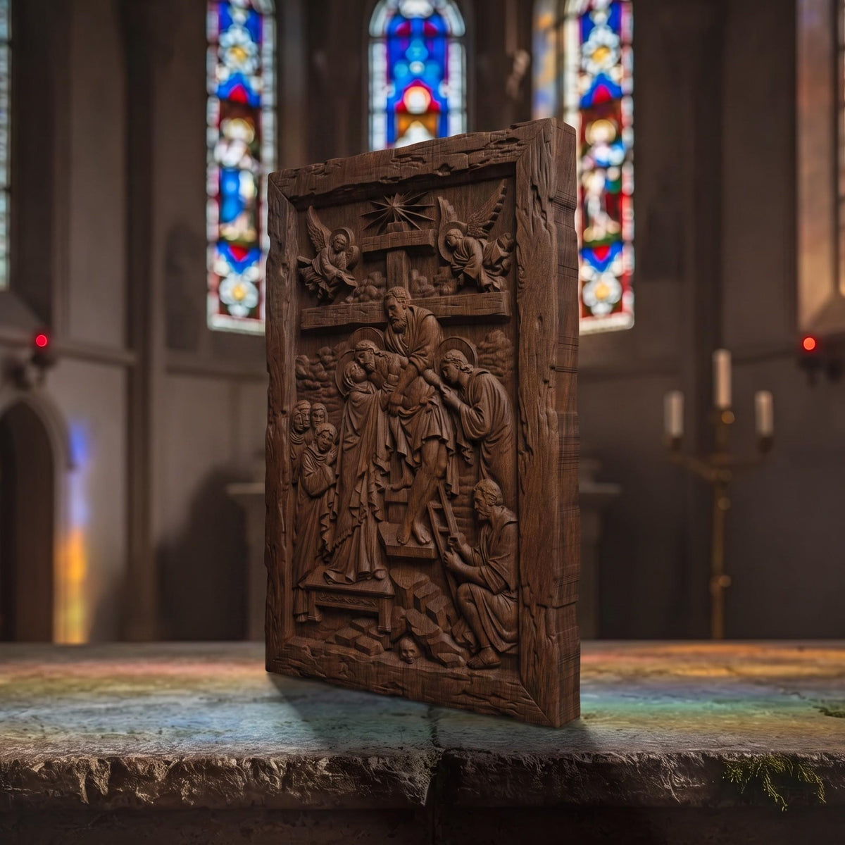 Jesus Christ Body Descent from the Cross Wooden Carved Handmade Christian Icon  Byzantine Greek Orthodox Home Decor Cretan Holy Carvings