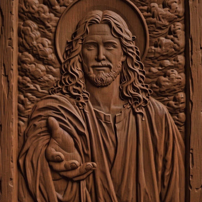 Jesus Christ - Trust Me Wooden Carved Handmade Christian Icon  Byzantine Greek Orthodox Home Decor Cretan Holy Carvings