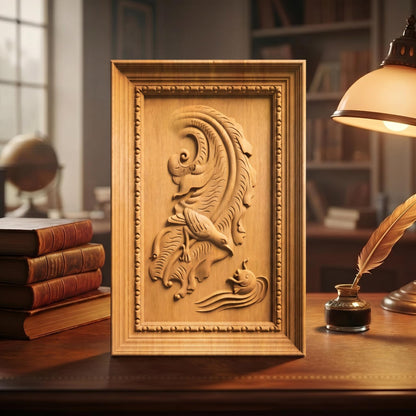 Bird and Fish Wooden Bas Relief | Wood Panel Art | Sculptural Gift Idea
