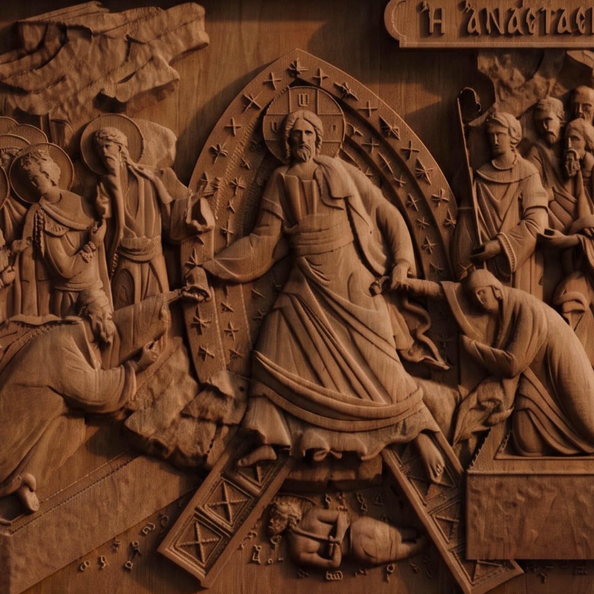 The Resurrection of Jesus Christ Wooden Carved Handmade Christian Icon | Byzantine Greek Orthodox Home Art Decor | Cretan Holy Carvings