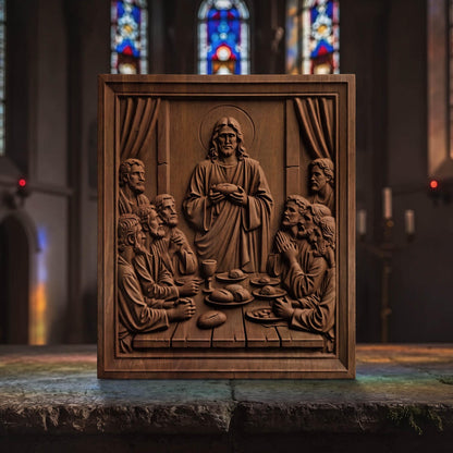 Jesus Christ Blesses the Bread Wooden Carved Handmade Christian Icon  Byzantine Greek Orthodox Home Decor Cretan Holy Carvings