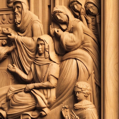Jesus Raising the Daughter of Jairus Wooden Carved Handmade Christian Icon | Byzantine Greek Orthodox Home Art Decor