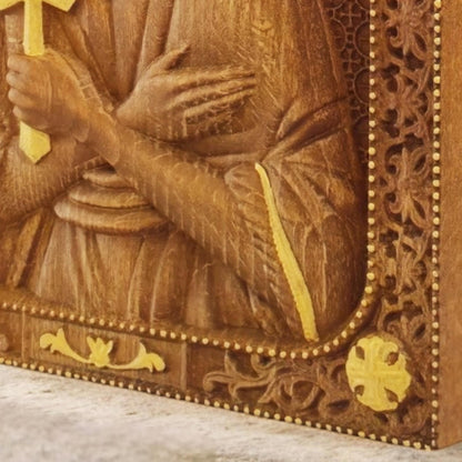 Άγιος Ιωάννης ο Ρώσος Ξυλόγλυπτη Εικόνα.