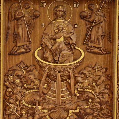 Παναγία Ζωοδόχος Πηγή Ξυλόγλυπτη Εικόνα.