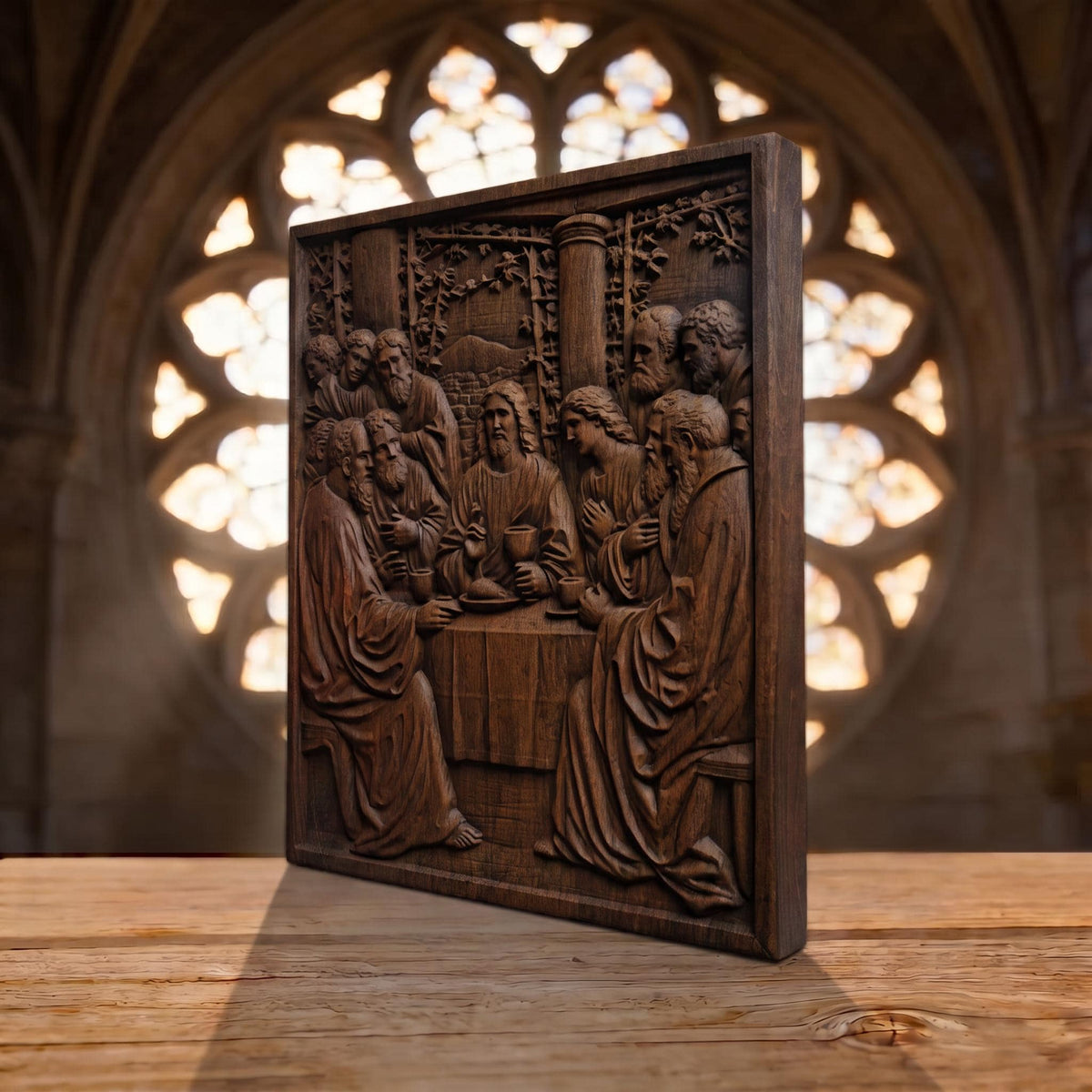 The Last Supper 3 Simple Frame Wooden Carved Handmade Christian Icon  Byzantine Greek Orthodox Home Decor Cretan Holy Carvings