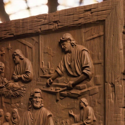 The Life of Jesus Christ Wooden Carved Handmade Christian Icon  Byzantine Greek Orthodox Home Decor Cretan Holy Carvings