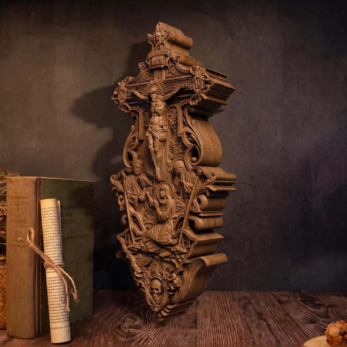 Hand Carved Cross No 12 | Wood Byzantine Greek Christian Wall Art Cretan Holy Carvings