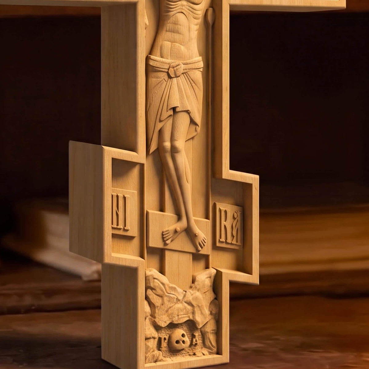 Hand Carved Cross No 9 | Wood Byzantine Greek Christian Wall Art Cretan Holy Carvings
