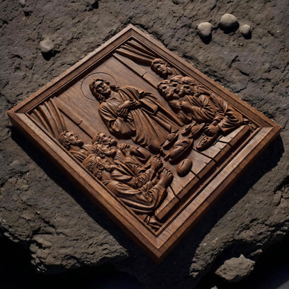 Jesus Christ Blesses the Bread Wooden Carved Handmade Christian Icon  Byzantine Greek Orthodox Home Decor Cretan Holy Carvings