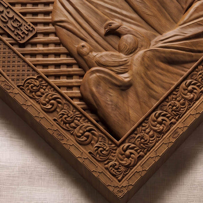 Saint Joseph the Betrothed Wooden Carved Handmade Christian Icon | Byzantine Greek Orthodox Home Art Decor