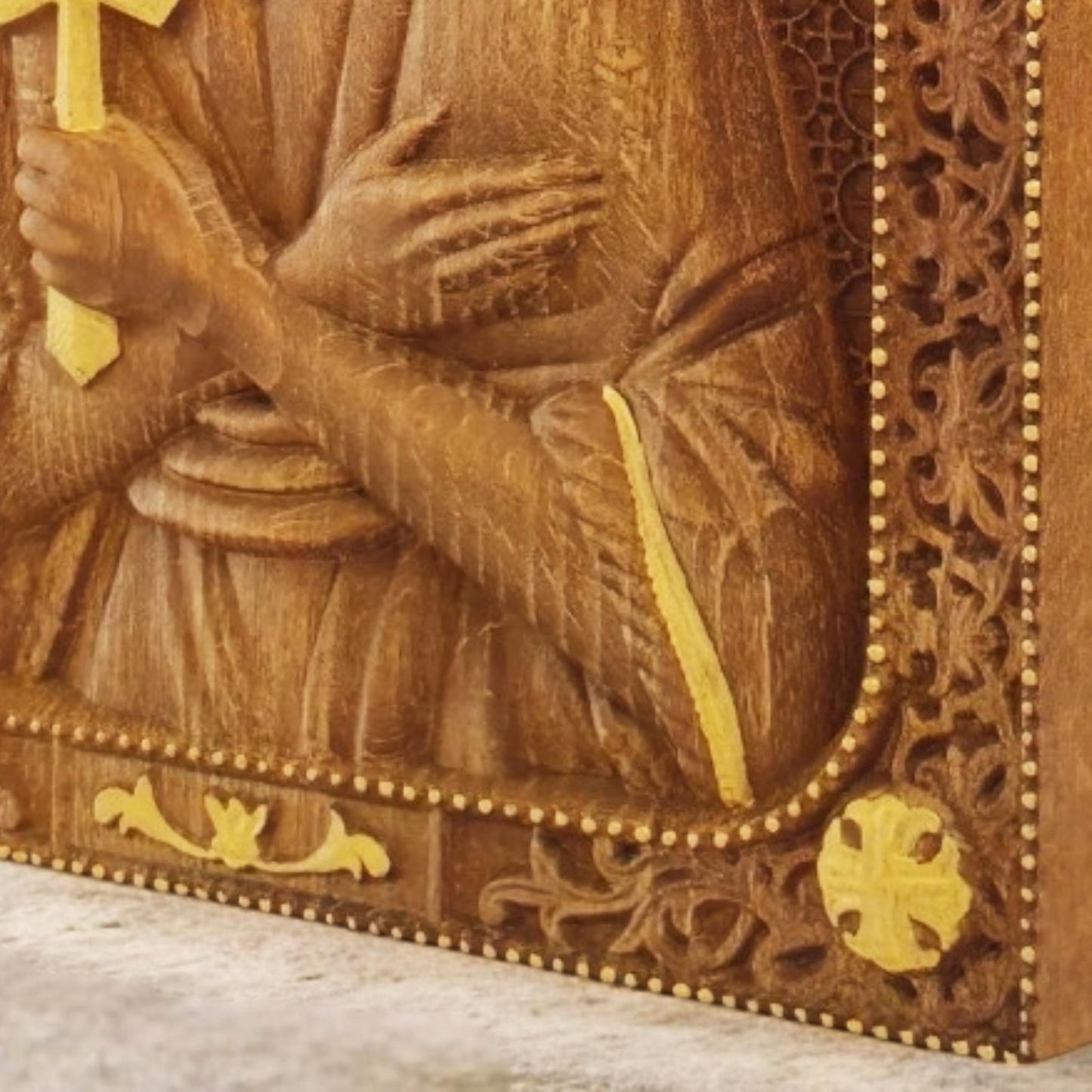 Άγιος Ιωάννης ο Ρώσος Ξυλόγλυπτη Εικόνα.